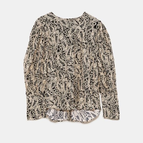 Zara Shimmery Paisley Print Shorts M & Puff Sleeve Top XS - Picture 14 of 17